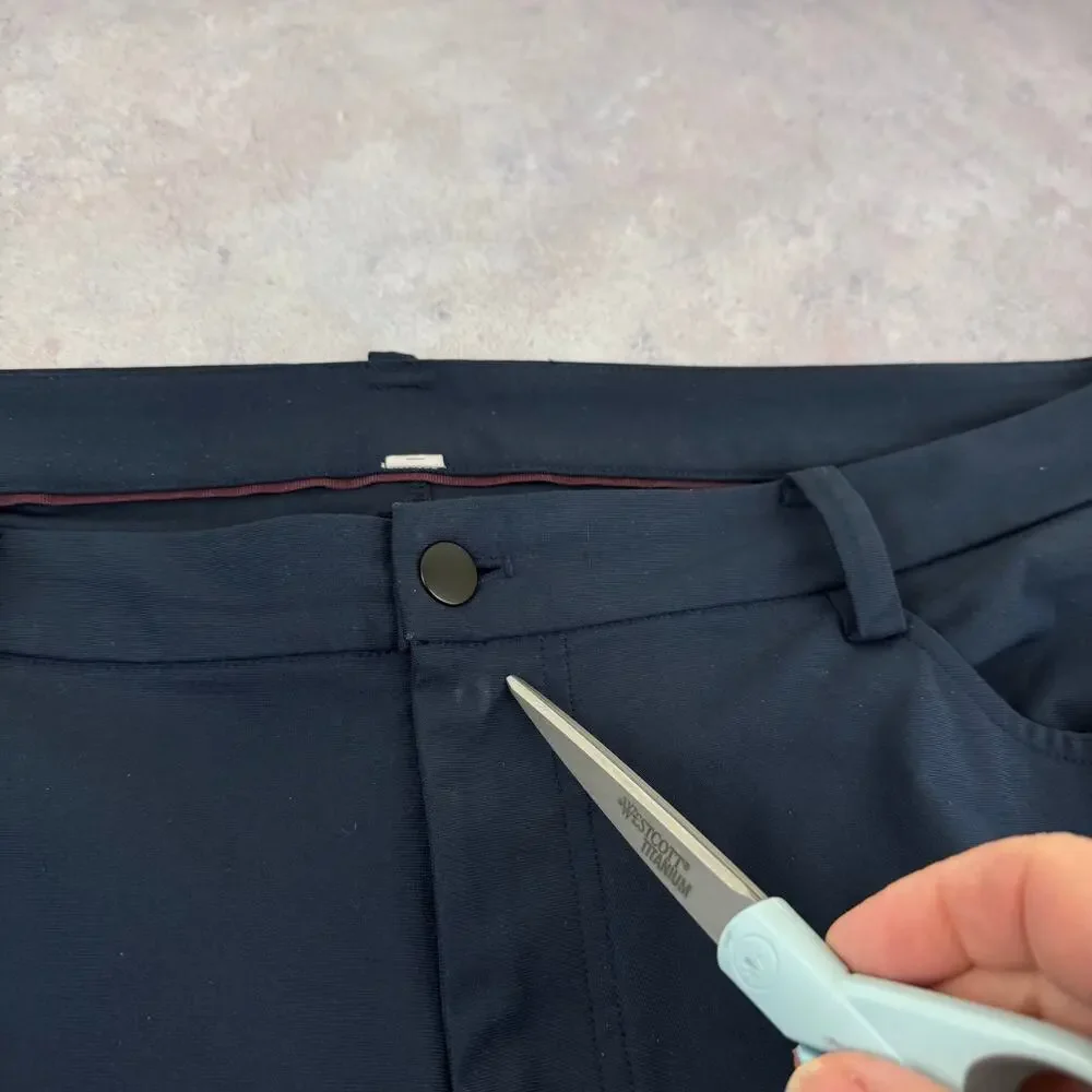 Lululemon Pants Men's 40 x 27 Measured Hemmed Active Travel Trousers Navy Blue